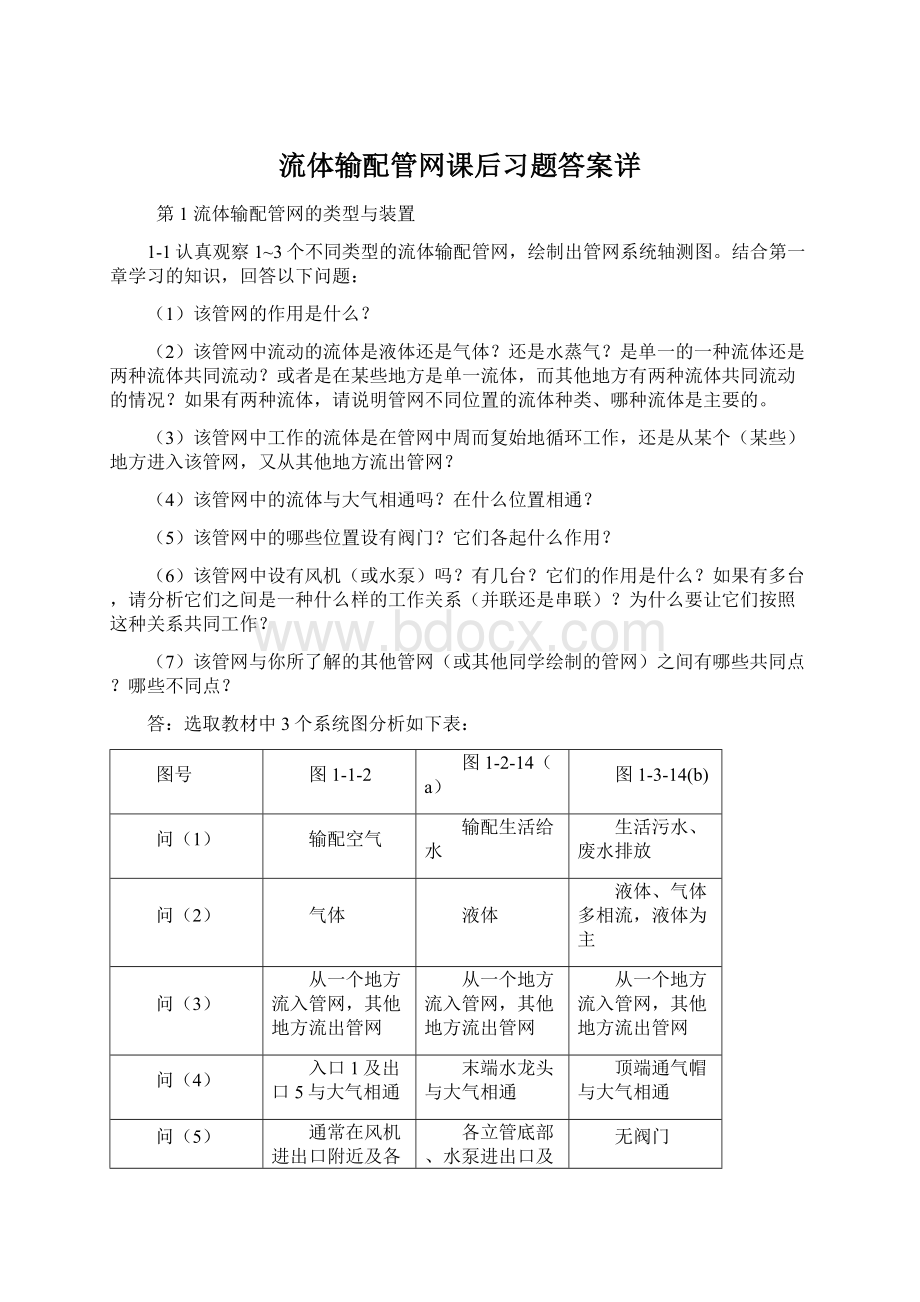 流体输配管网课后习题答案详Word格式.docx_第1页