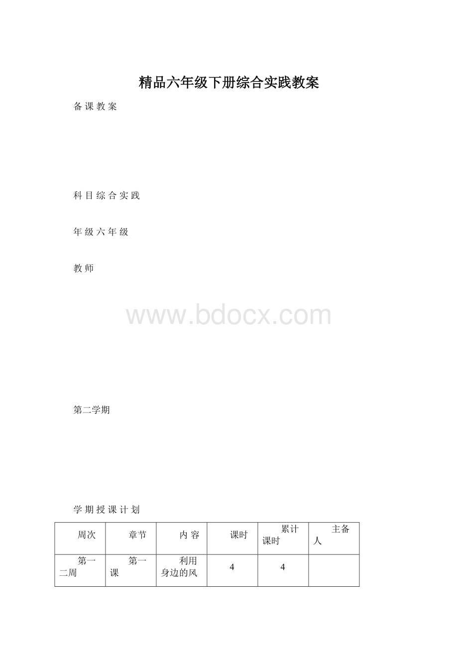 精品六年级下册综合实践教案.docx