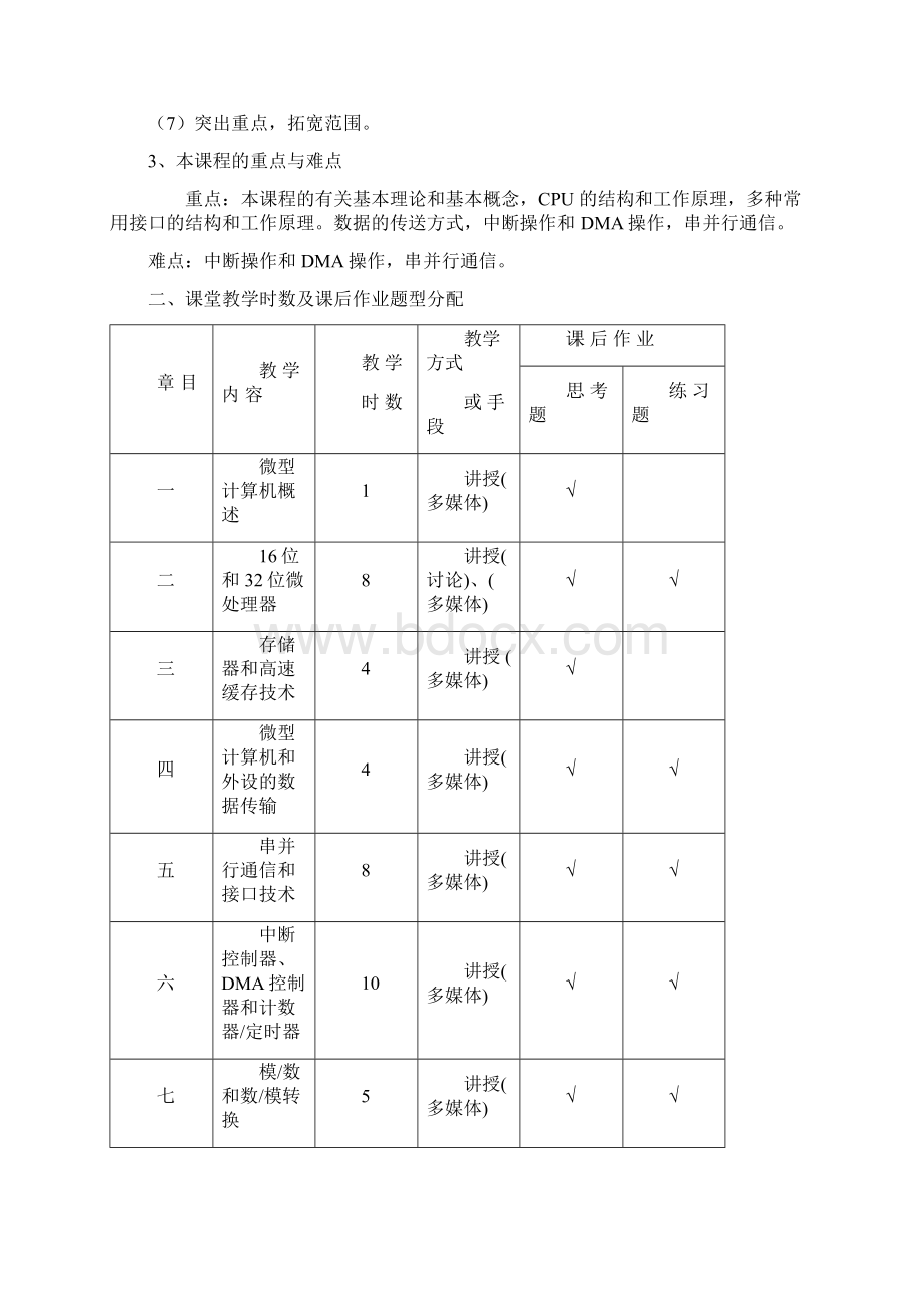 安徽师范大学微机原理本科教学大纲.docx_第2页