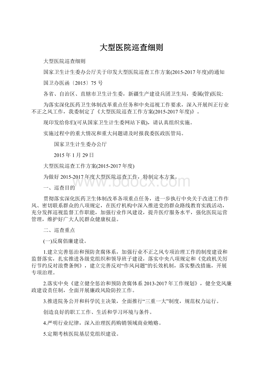 大型医院巡查细则Word文件下载.docx_第1页