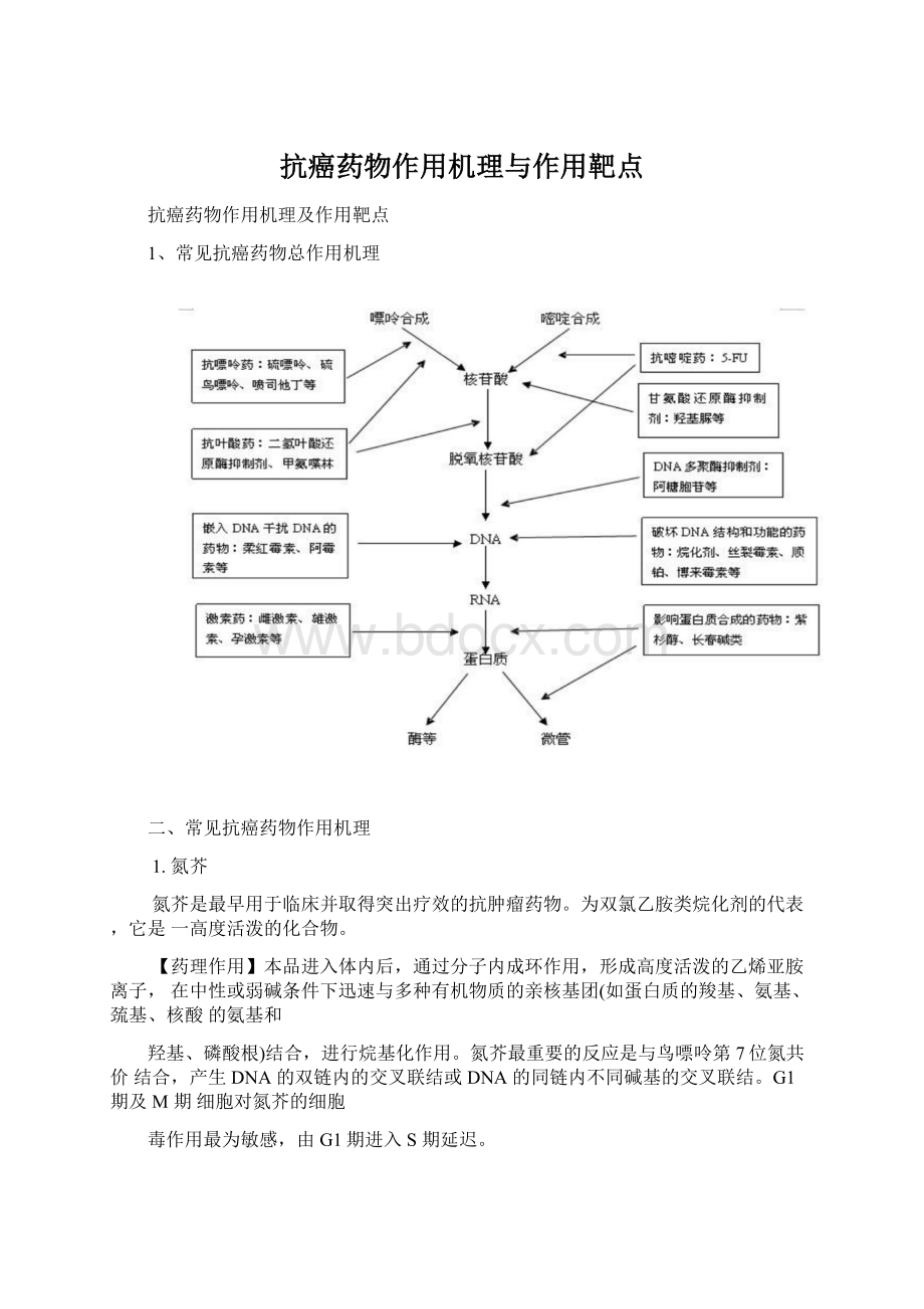 抗癌药物作用机理与作用靶点文档格式.docx_第1页