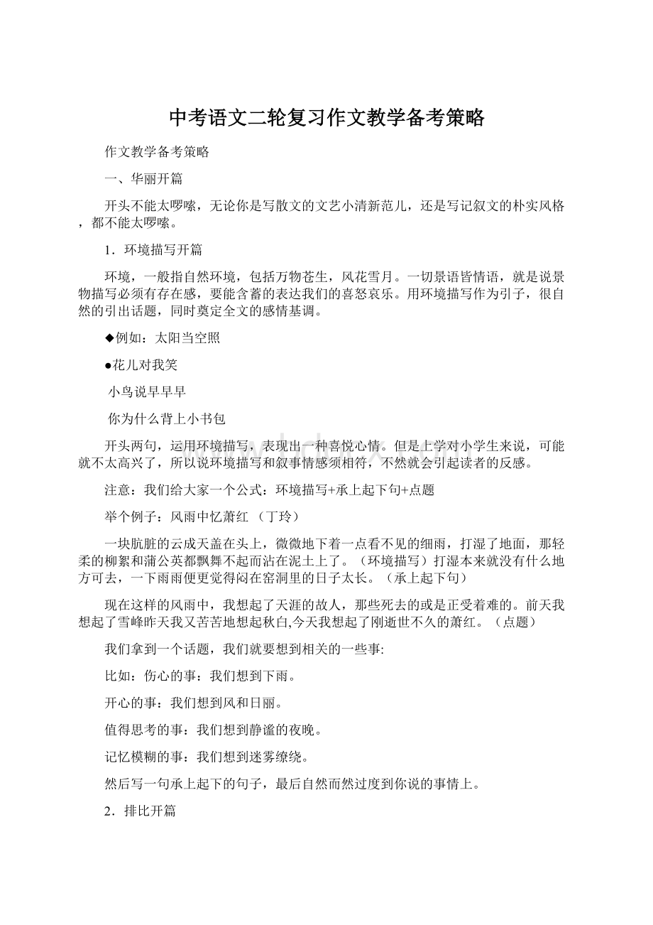 中考语文二轮复习作文教学备考策略Word格式.docx