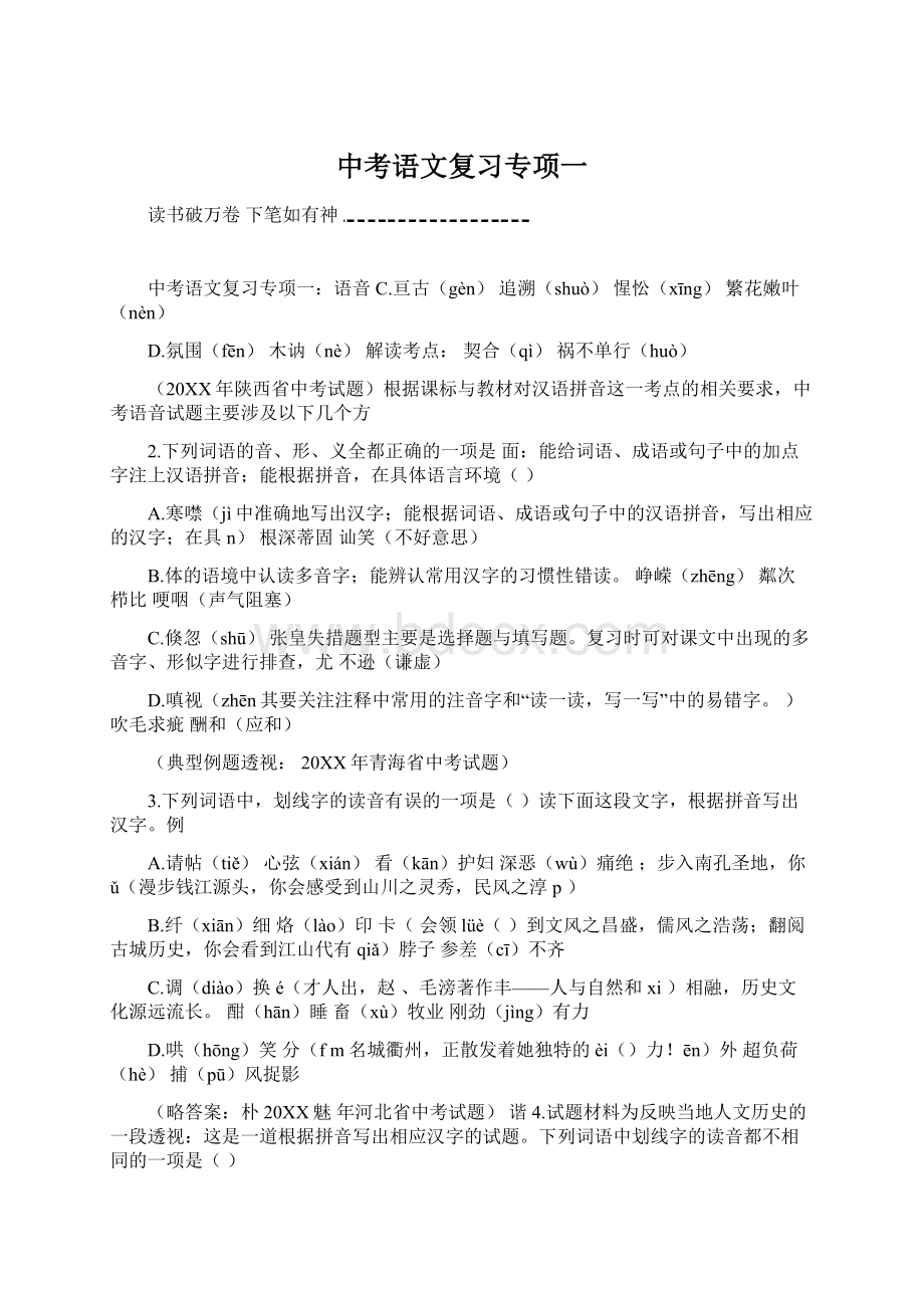 中考语文复习专项一.docx_第1页