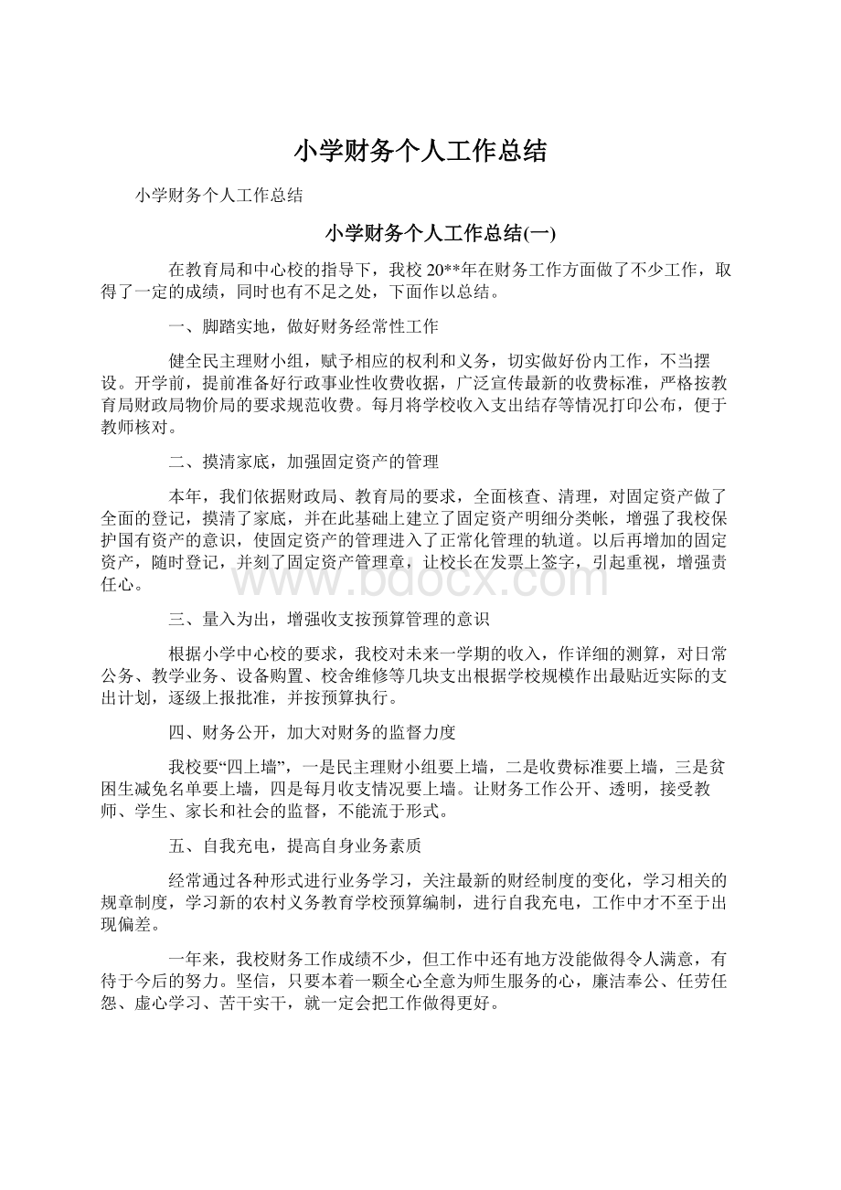 小学财务个人工作总结Word格式文档下载.docx_第1页