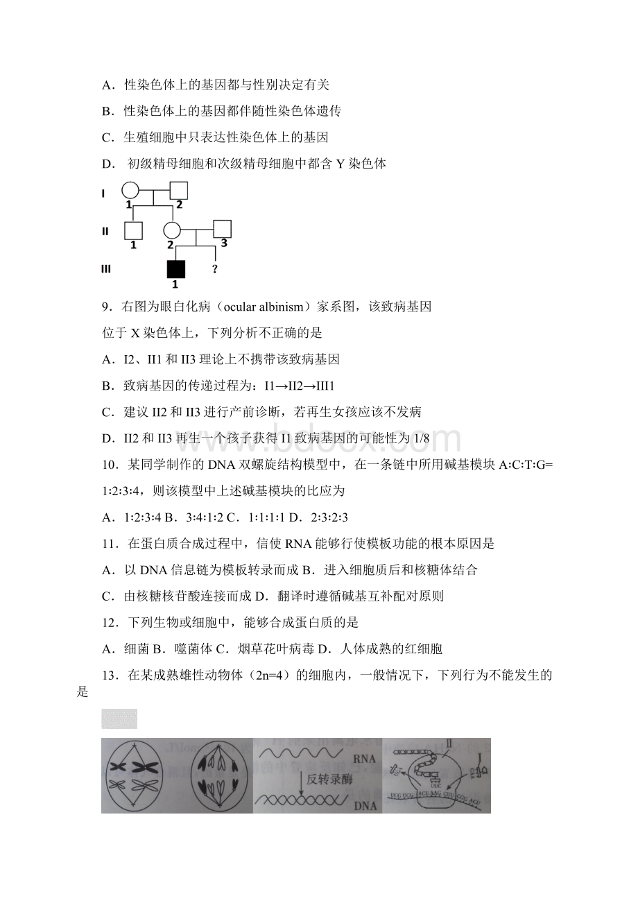 生物如皋中学学年高一下学期段考生物选修试题Word格式文档下载.docx_第3页