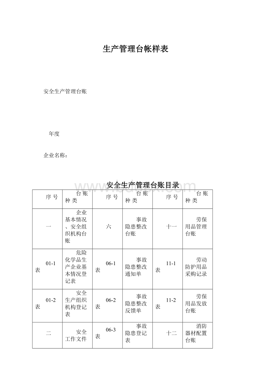 生产管理台帐样表.docx_第1页