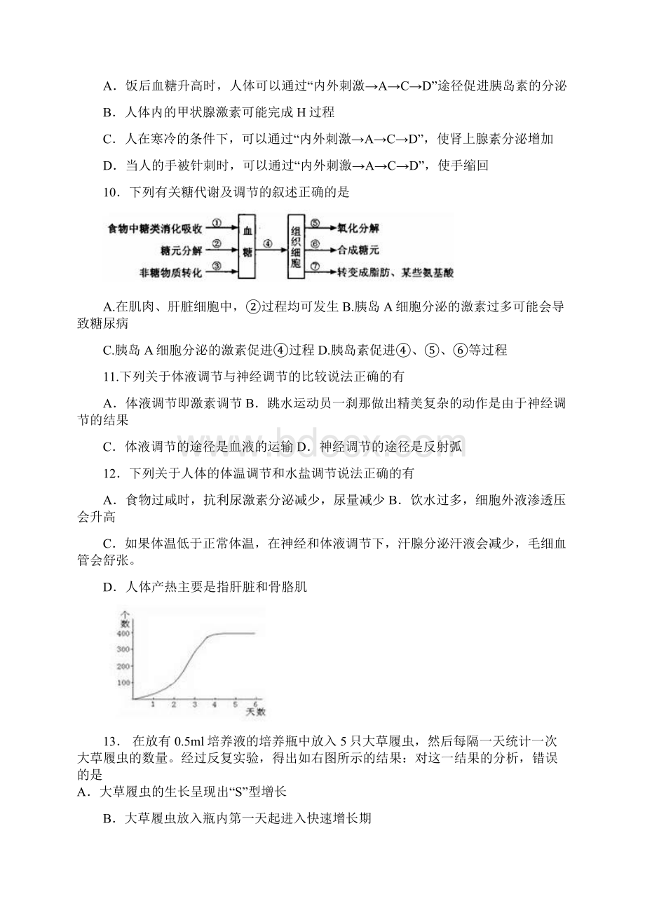 高中生物必修三期末考试模拟试题.docx_第3页