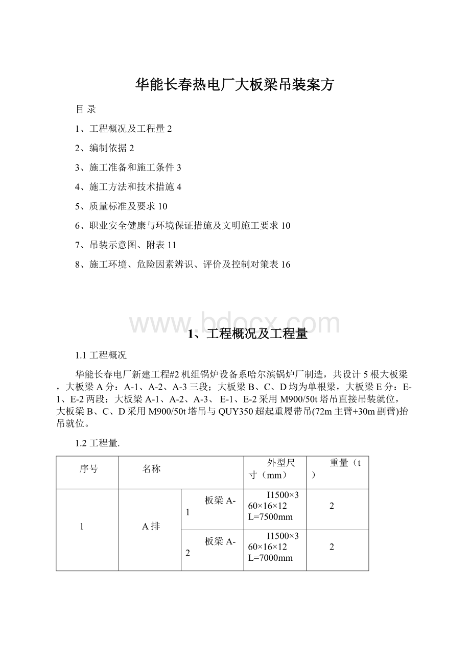 华能长春热电厂大板梁吊装案方文档格式.docx_第1页