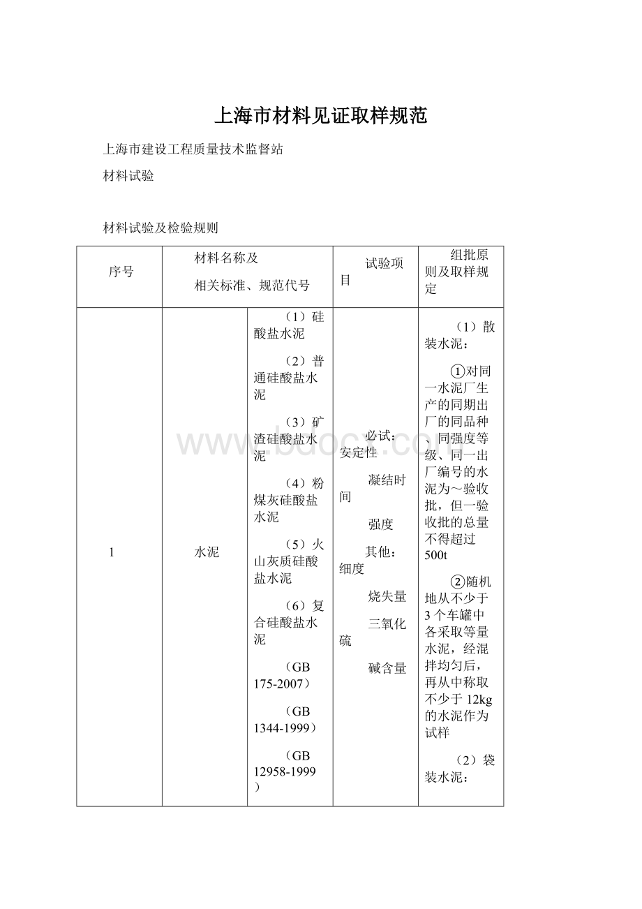 上海市材料见证取样规范.docx