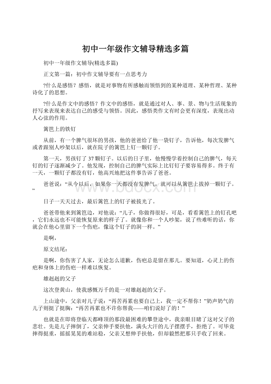 初中一年级作文辅导精选多篇.docx_第1页