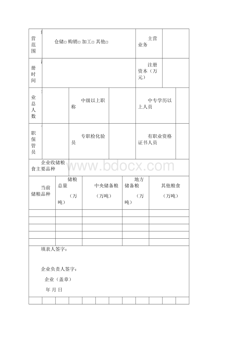 中央储备粮代储资格申请表粮食类Word格式.docx_第3页