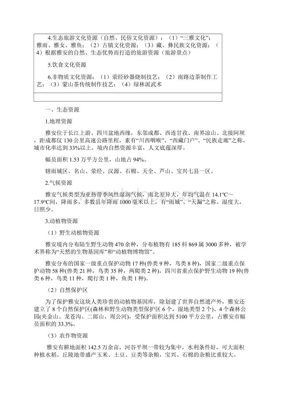 雅安地区生态文化资源概述Word文档下载推荐.docx_第2页