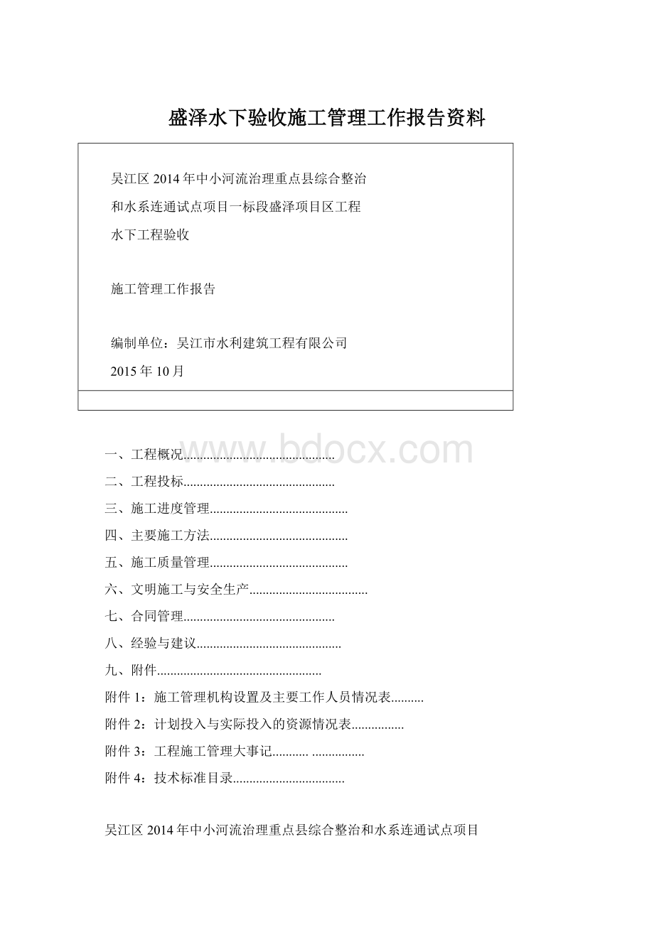 盛泽水下验收施工管理工作报告资料.docx