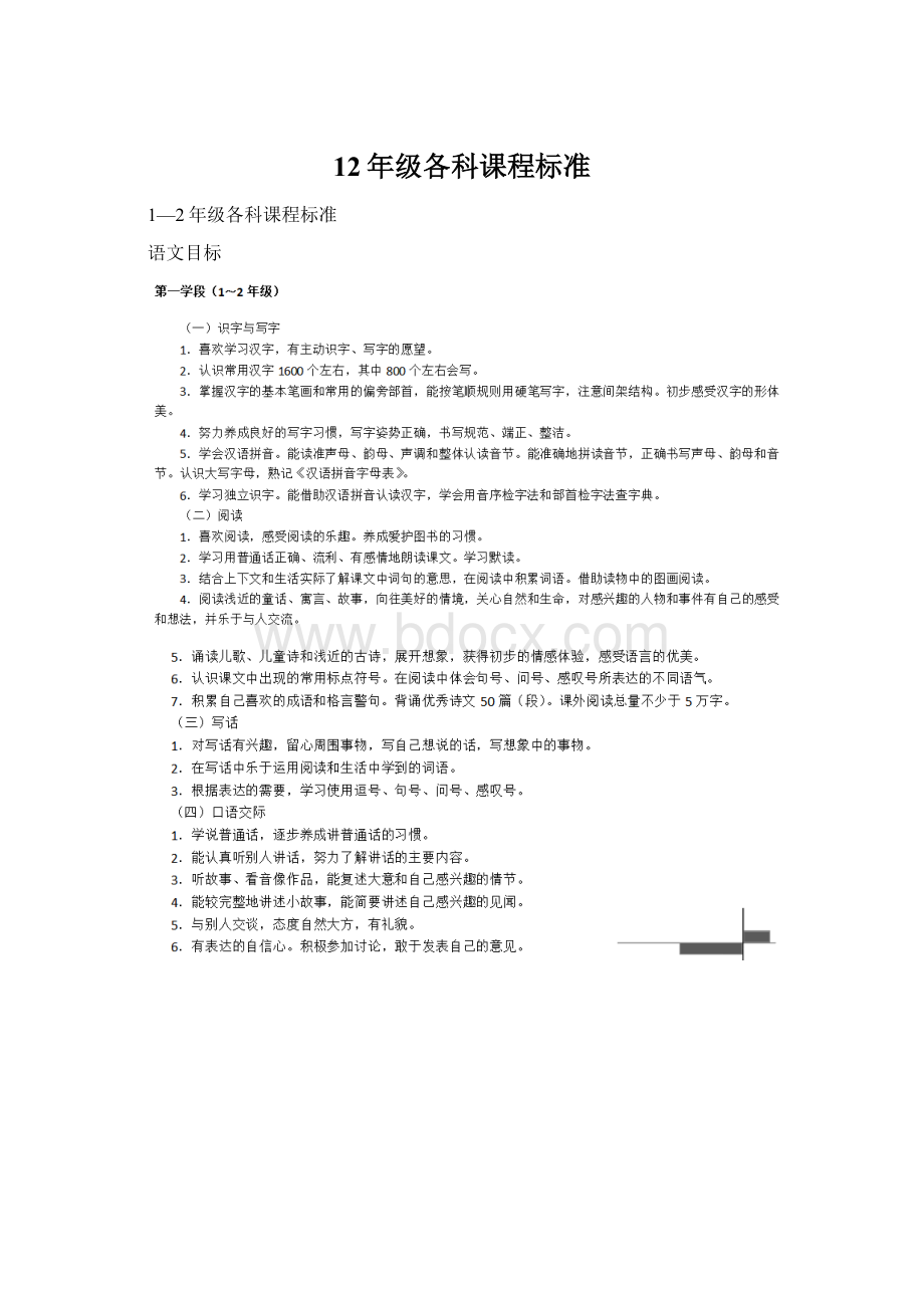 12年级各科课程标准.docx_第1页