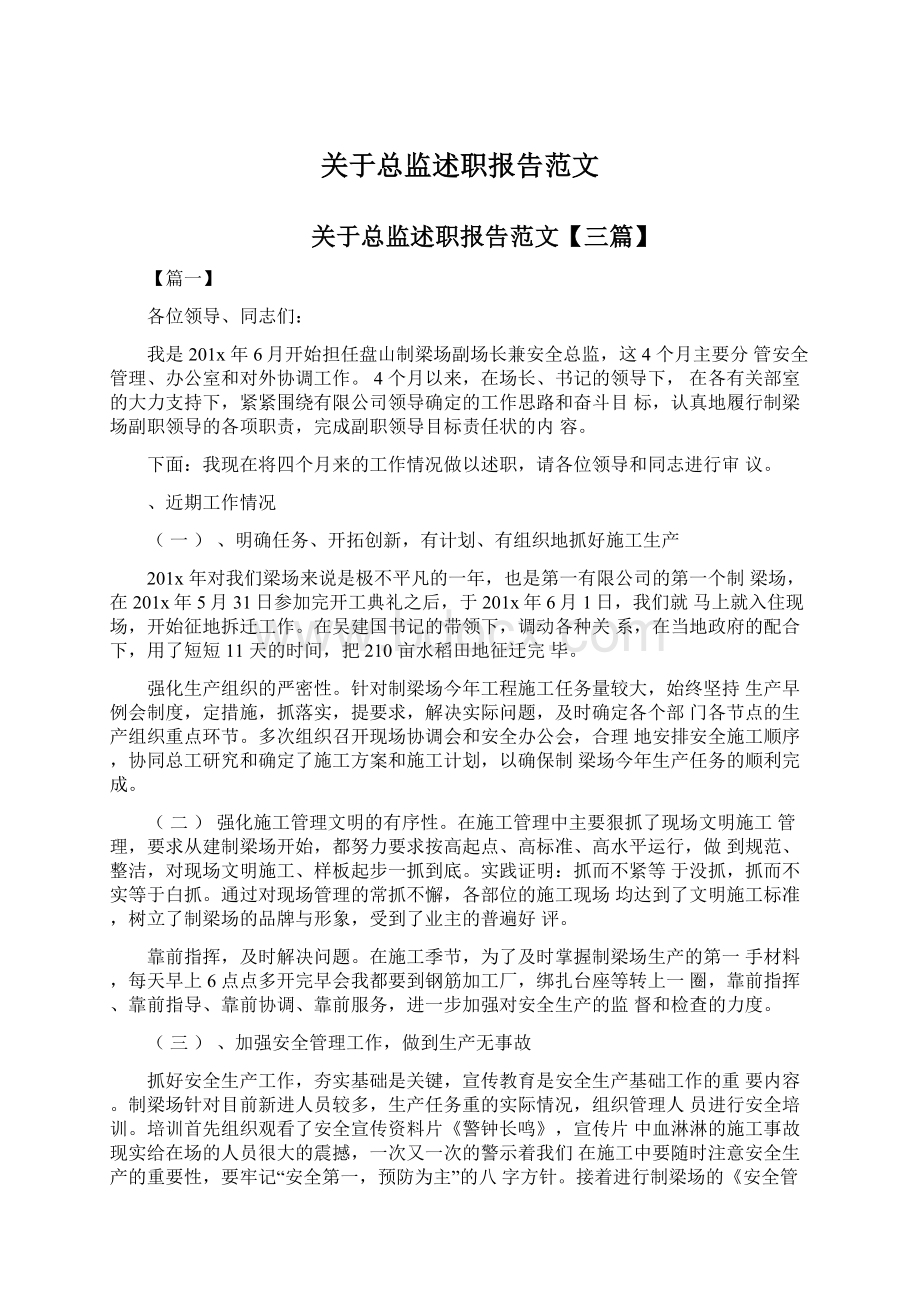 关于总监述职报告范文文档格式.docx_第1页