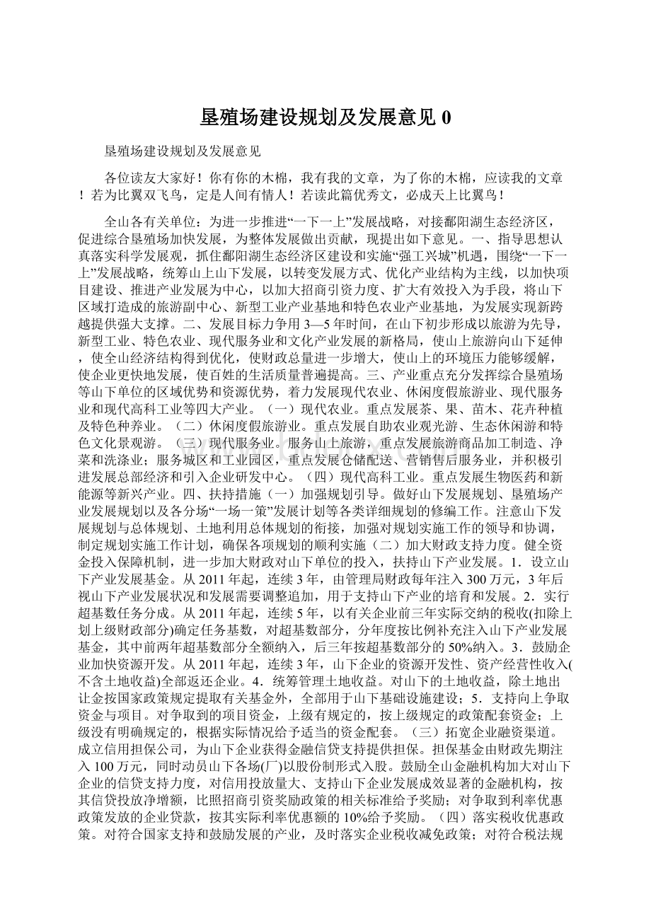 垦殖场建设规划及发展意见0Word文件下载.docx_第1页