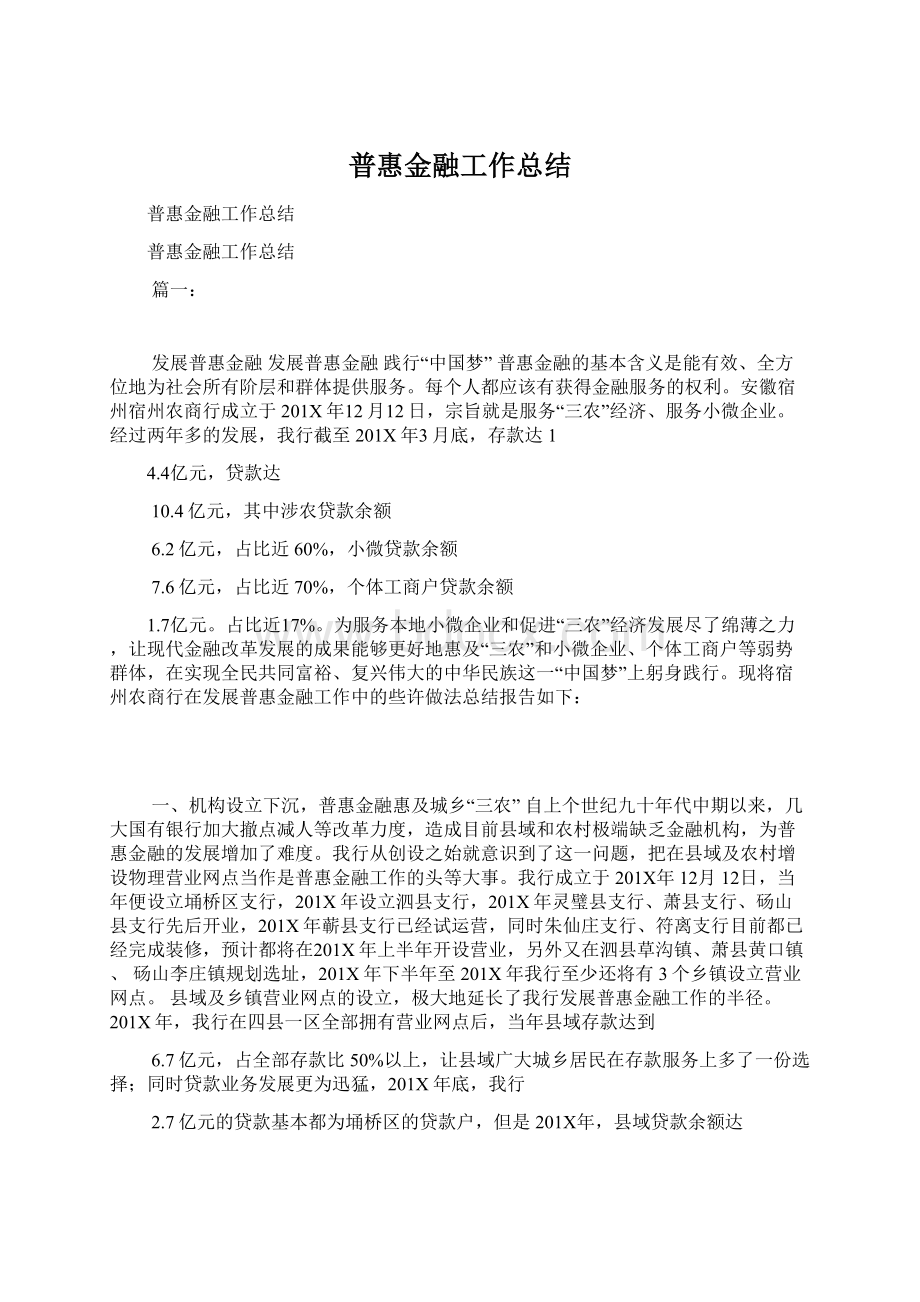 普惠金融工作总结.docx_第1页