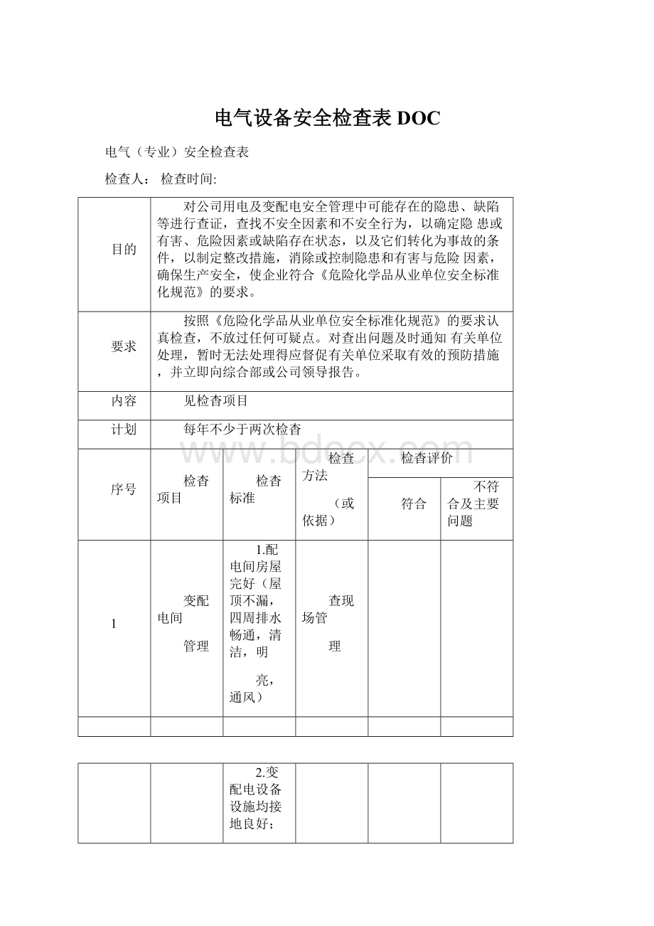 电气设备安全检查表DOC.docx