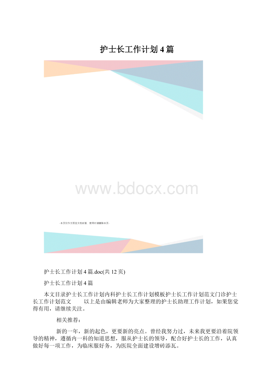 护士长工作计划4篇.docx_第1页