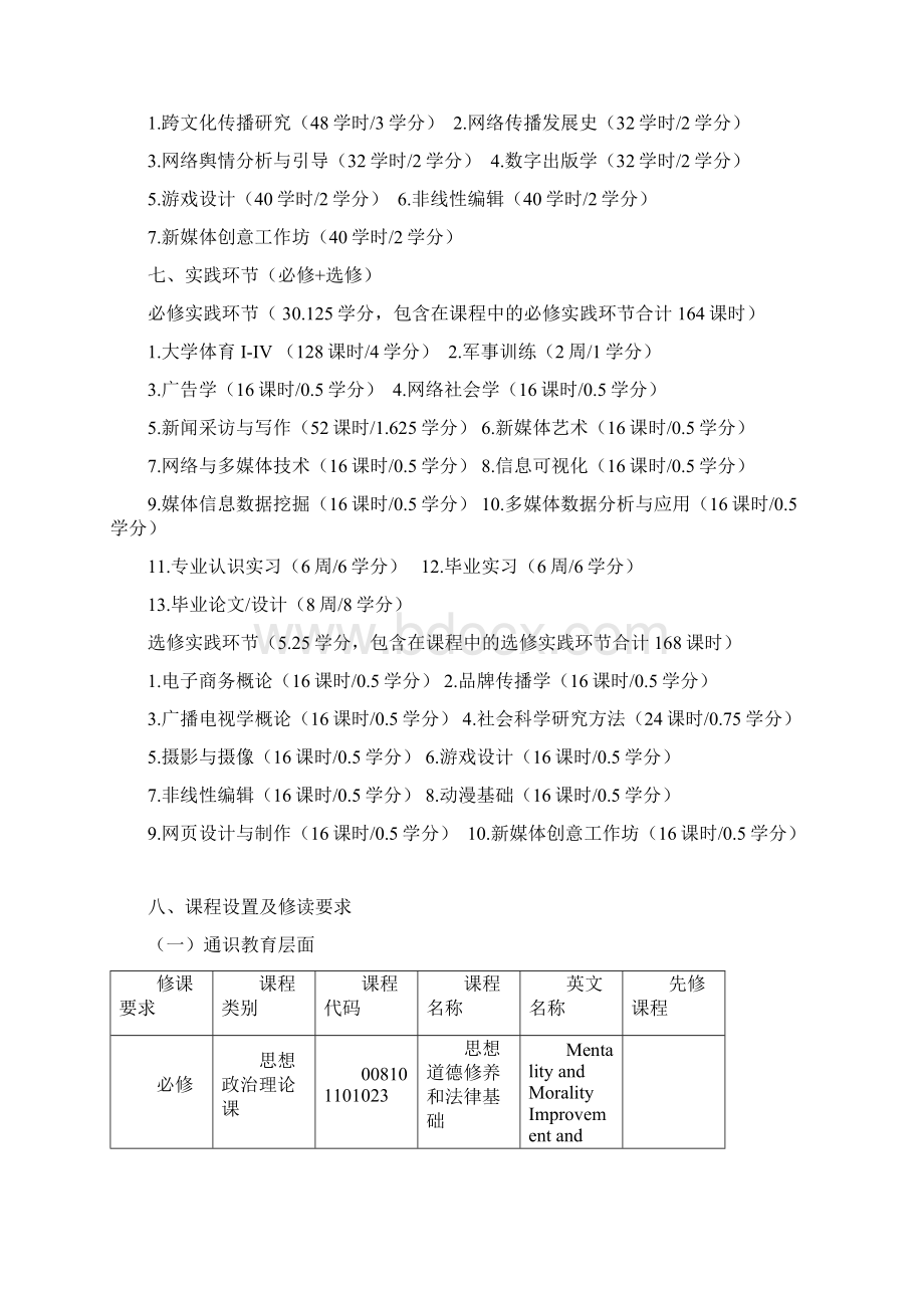 网络与新媒体专业培养方案Word文档格式.docx_第3页