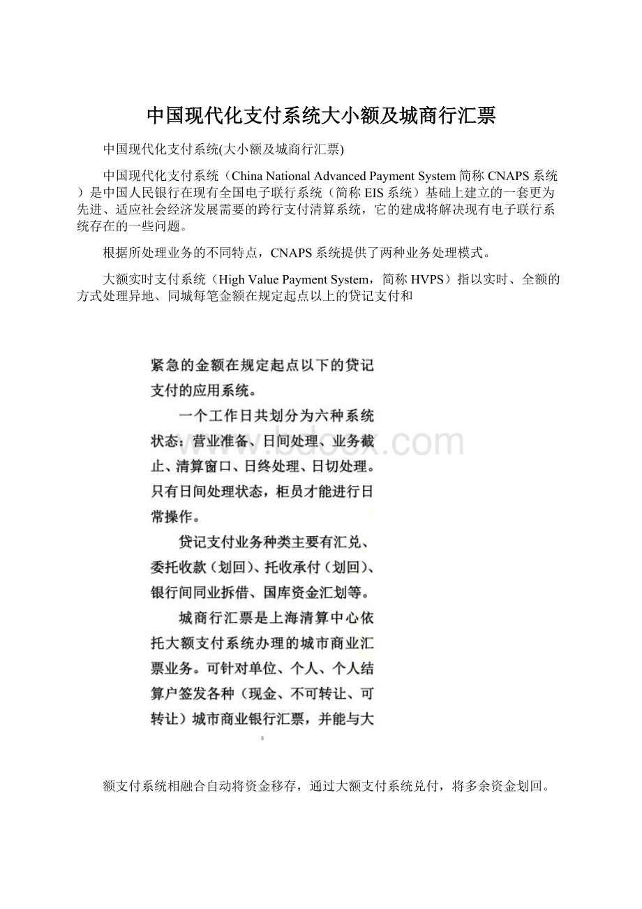 中国现代化支付系统大小额及城商行汇票Word格式文档下载.docx_第1页