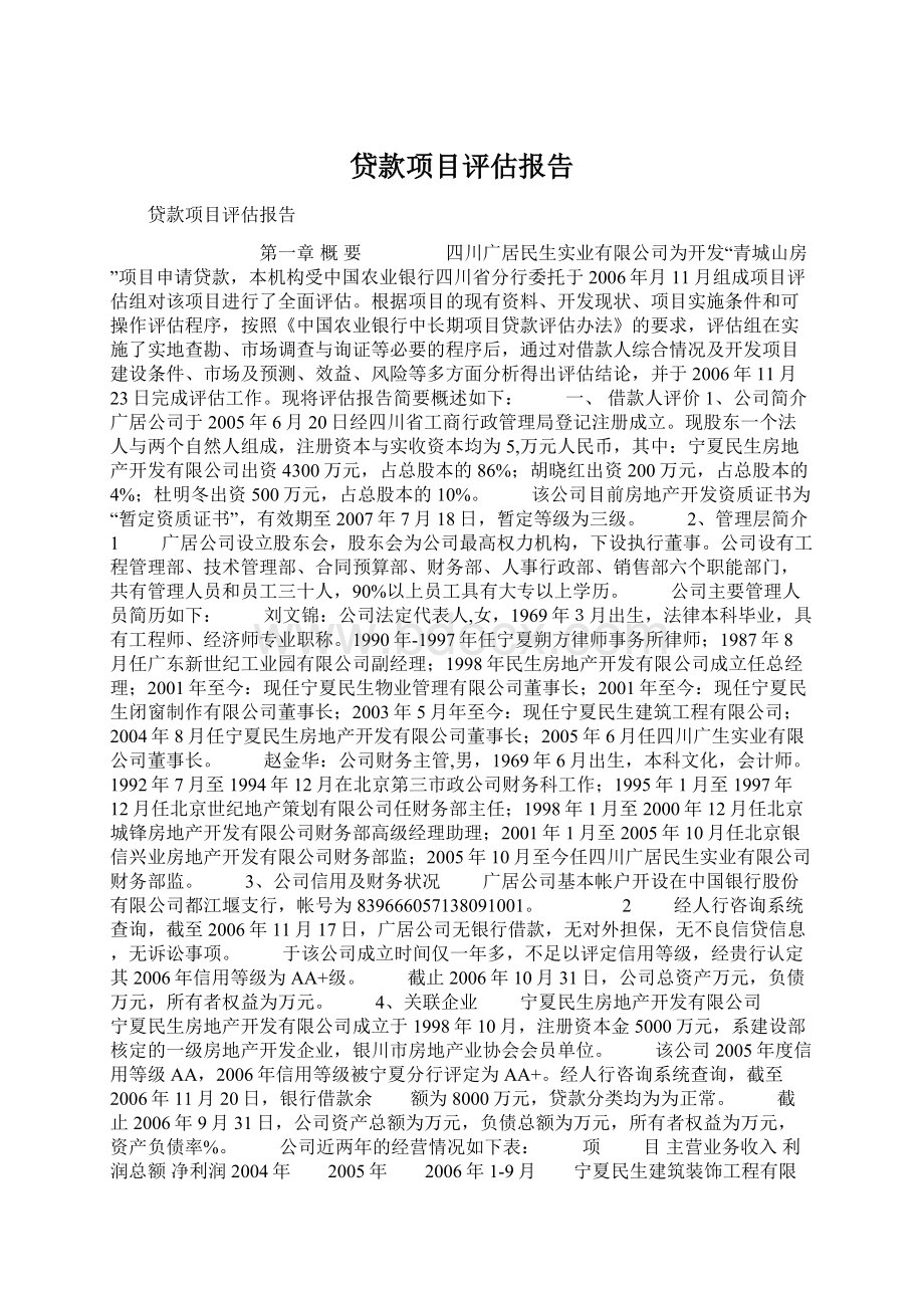 贷款项目评估报告.docx_第1页