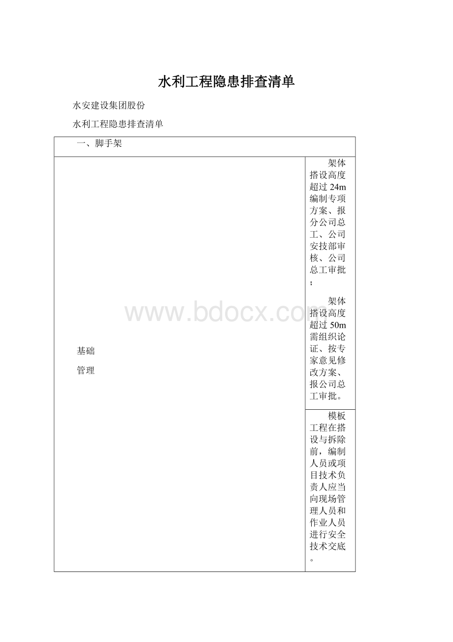 水利工程隐患排查清单.docx