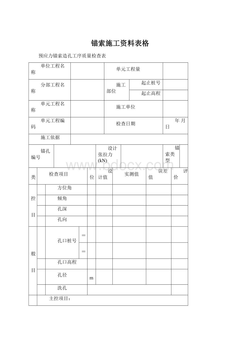 锚索施工资料表格.docx_第1页