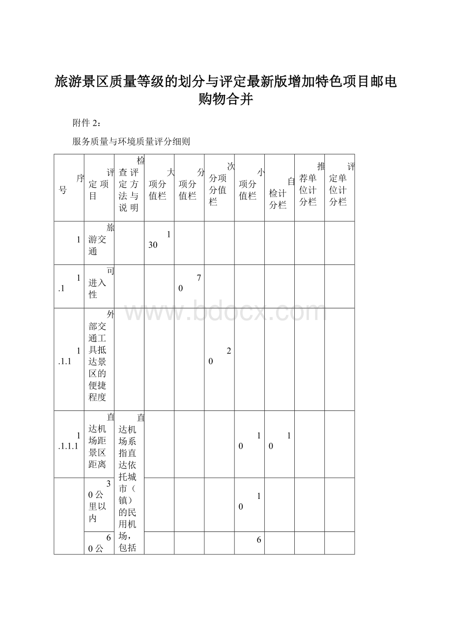 旅游景区质量等级的划分与评定最新版增加特色项目邮电购物合并文档格式.docx_第1页