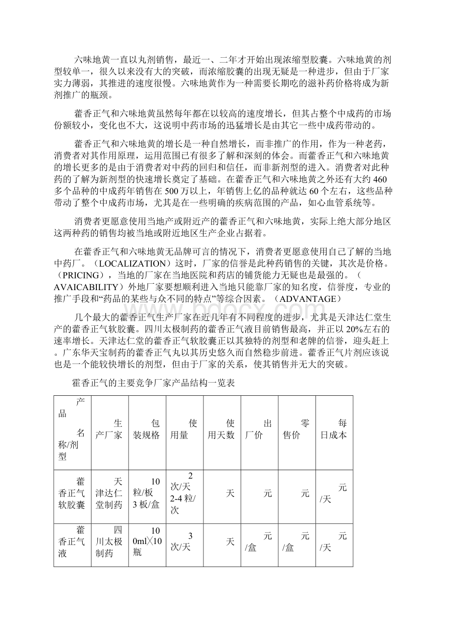 中药藿香六味品牌SWOT分析及策略Word文件下载.docx_第3页