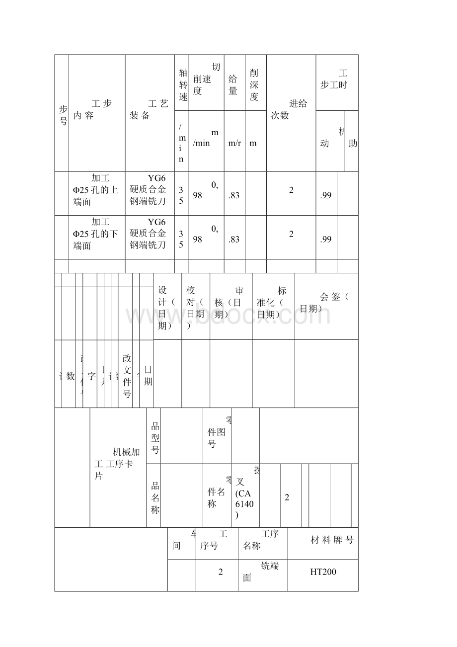 拨叉工序卡片拨叉CA6140.docx_第2页