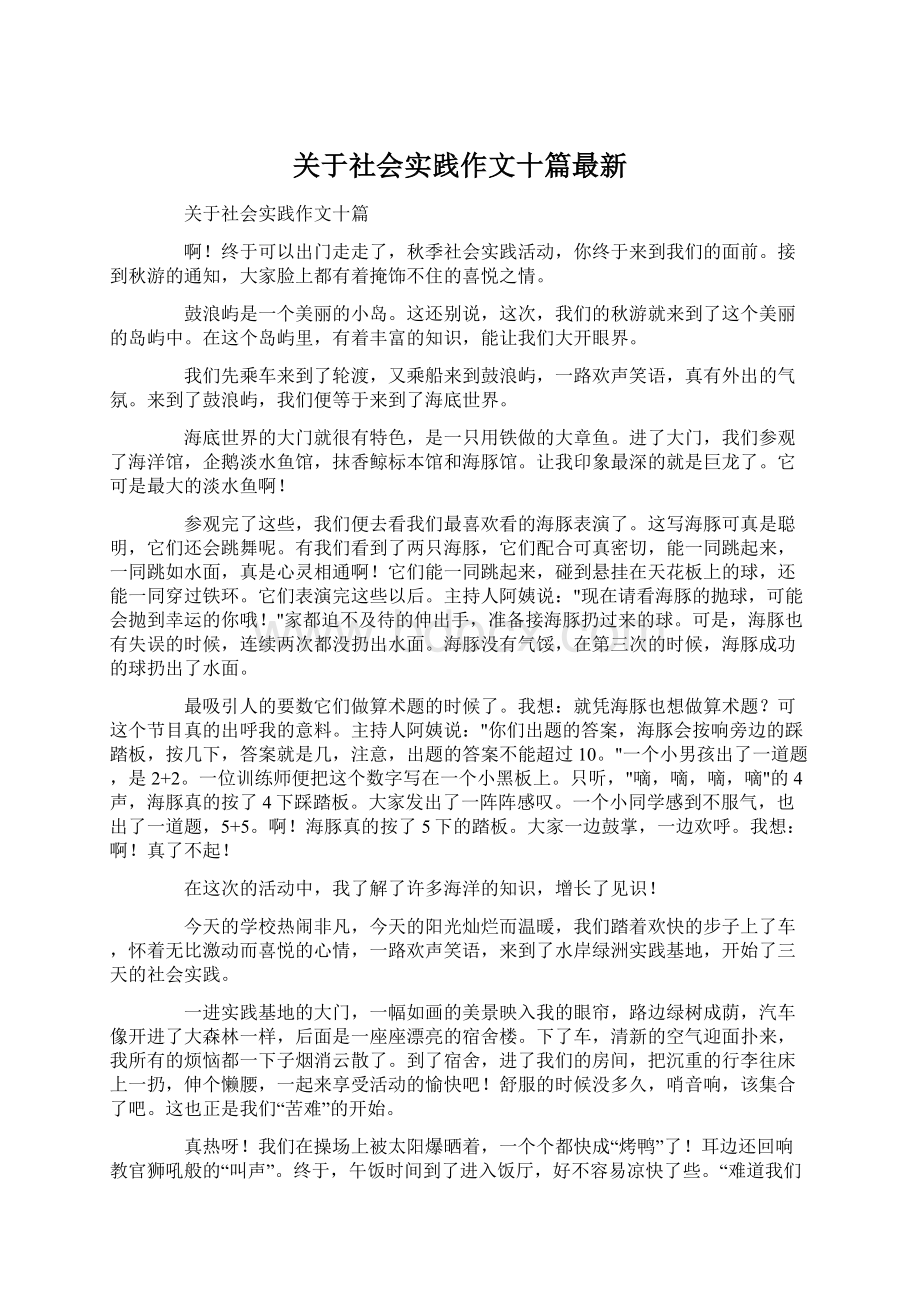 关于社会实践作文十篇最新Word格式.docx_第1页