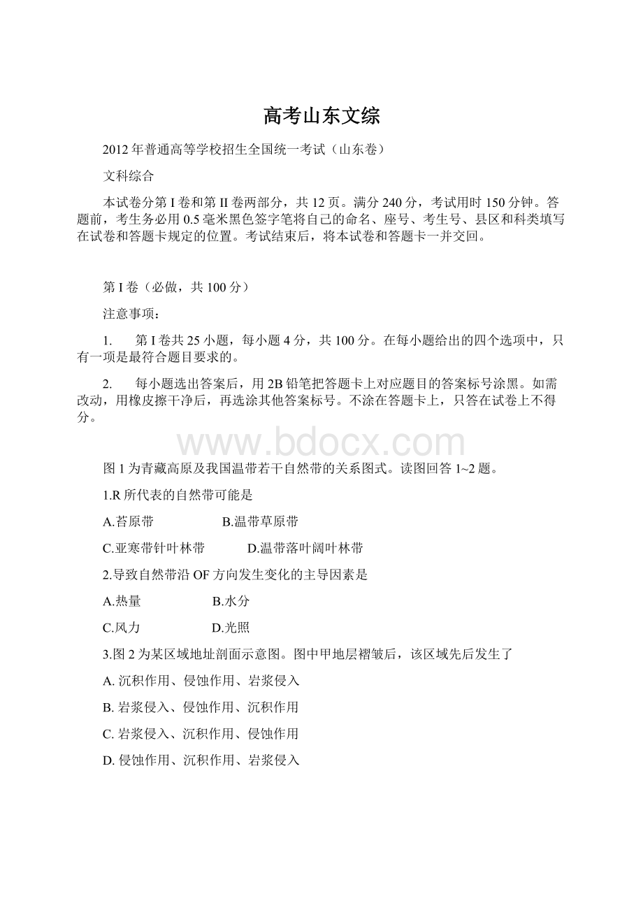 高考山东文综Word格式.docx_第1页