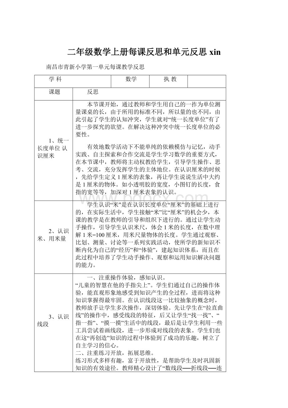 二年级数学上册每课反思和单元反思xin.docx_第1页