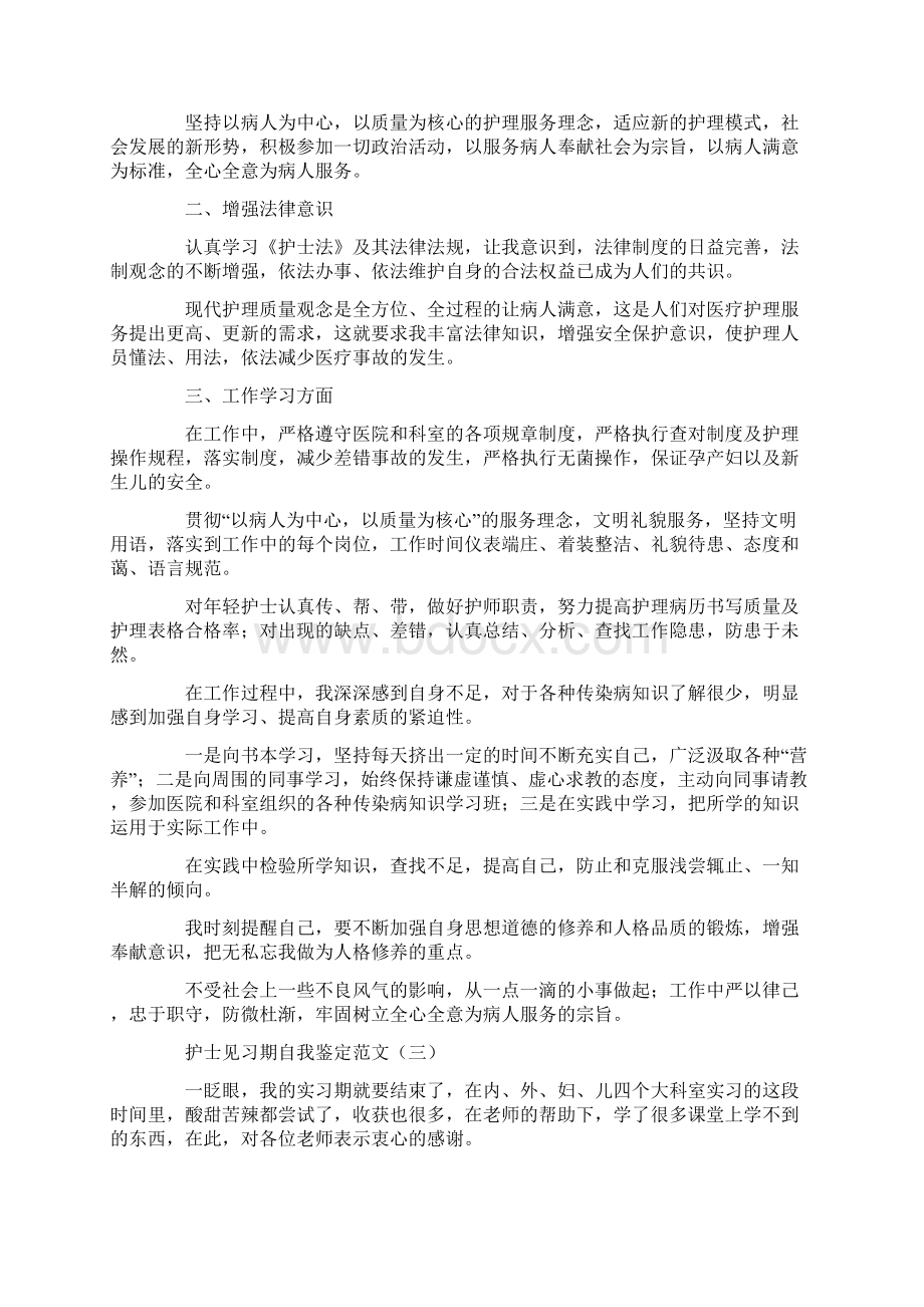 护士见习期自我鉴定范文文档格式.docx_第2页