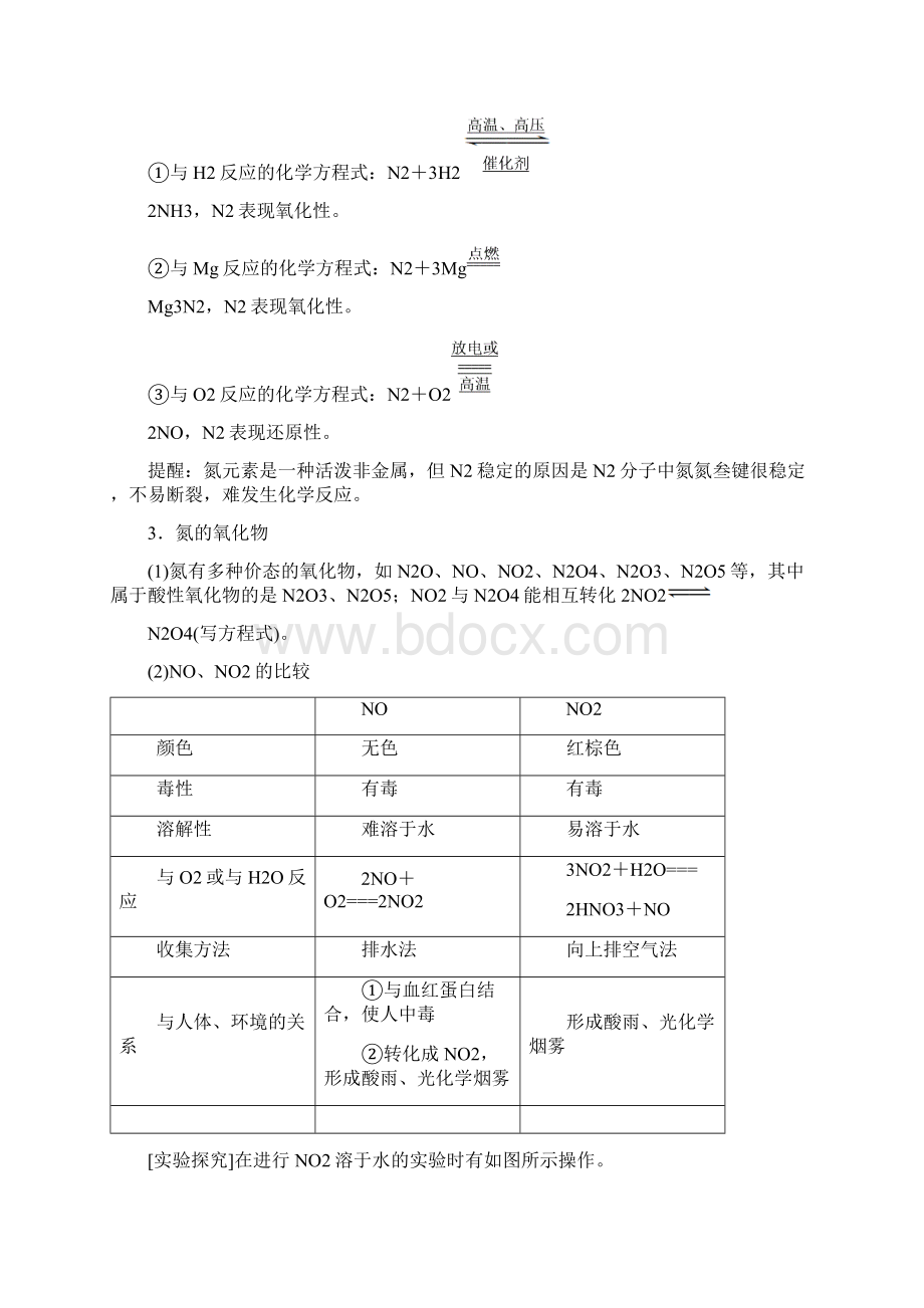 配套K12高考化学一轮复习学案鲁科版 第3章 自然界中的元素 第2节 氮的循环学.docx_第2页