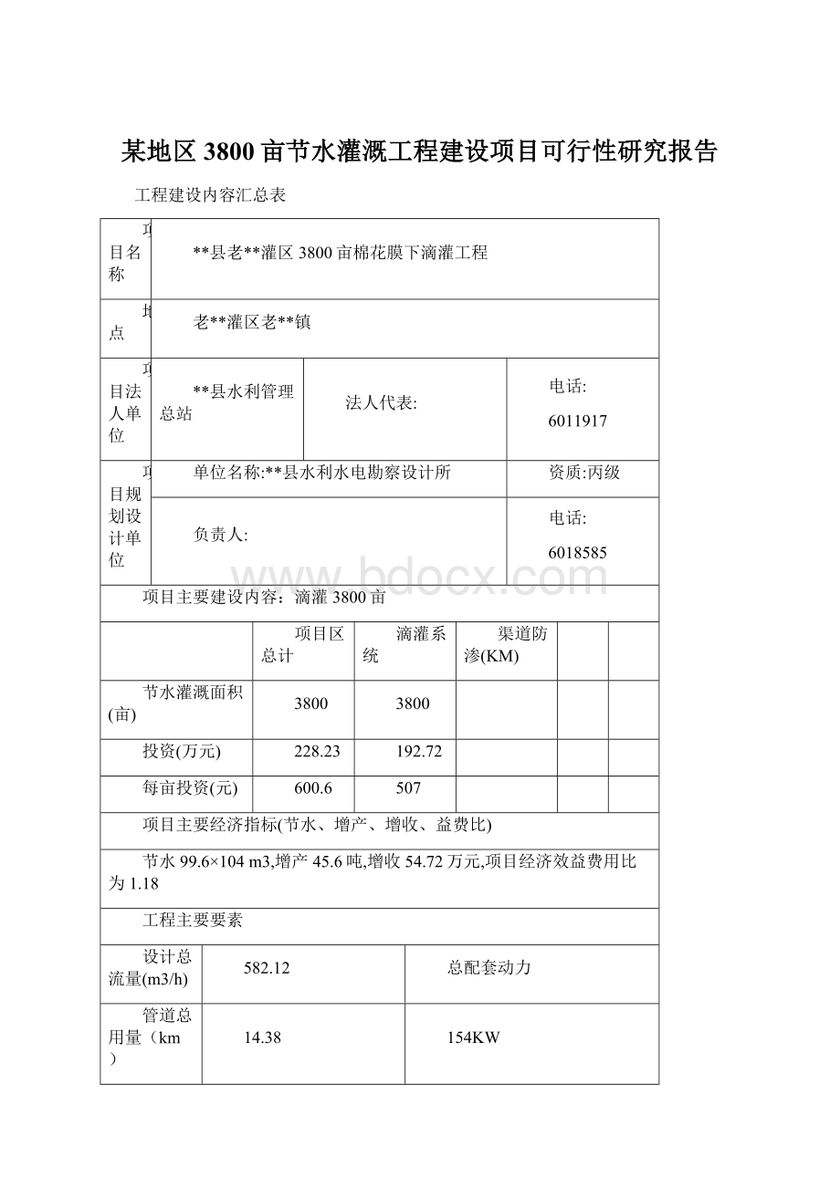 某地区3800亩节水灌溉工程建设项目可行性研究报告.docx_第1页