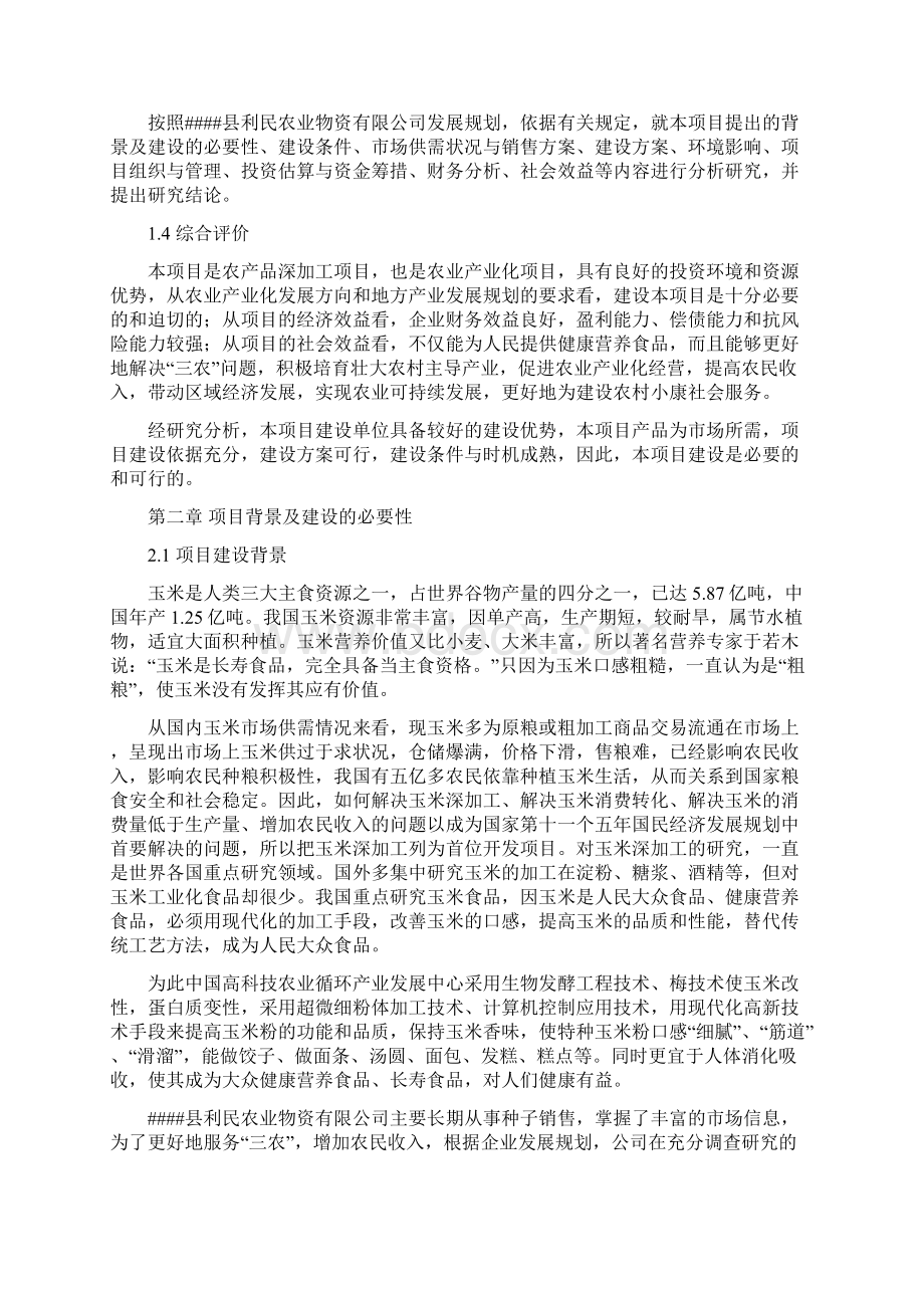 特种玉米粉加工项目可行性研究报告Word格式文档下载.docx_第3页