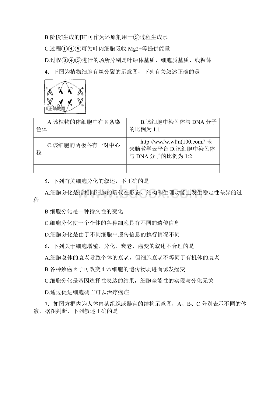 湖北省武汉市蔡甸区实验高级中学学年高一生物下学期月考试题.docx_第2页