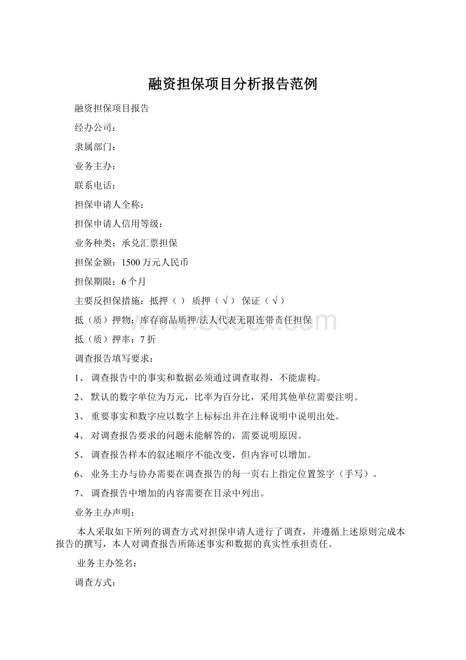 融资担保项目分析报告范例.docx_第1页