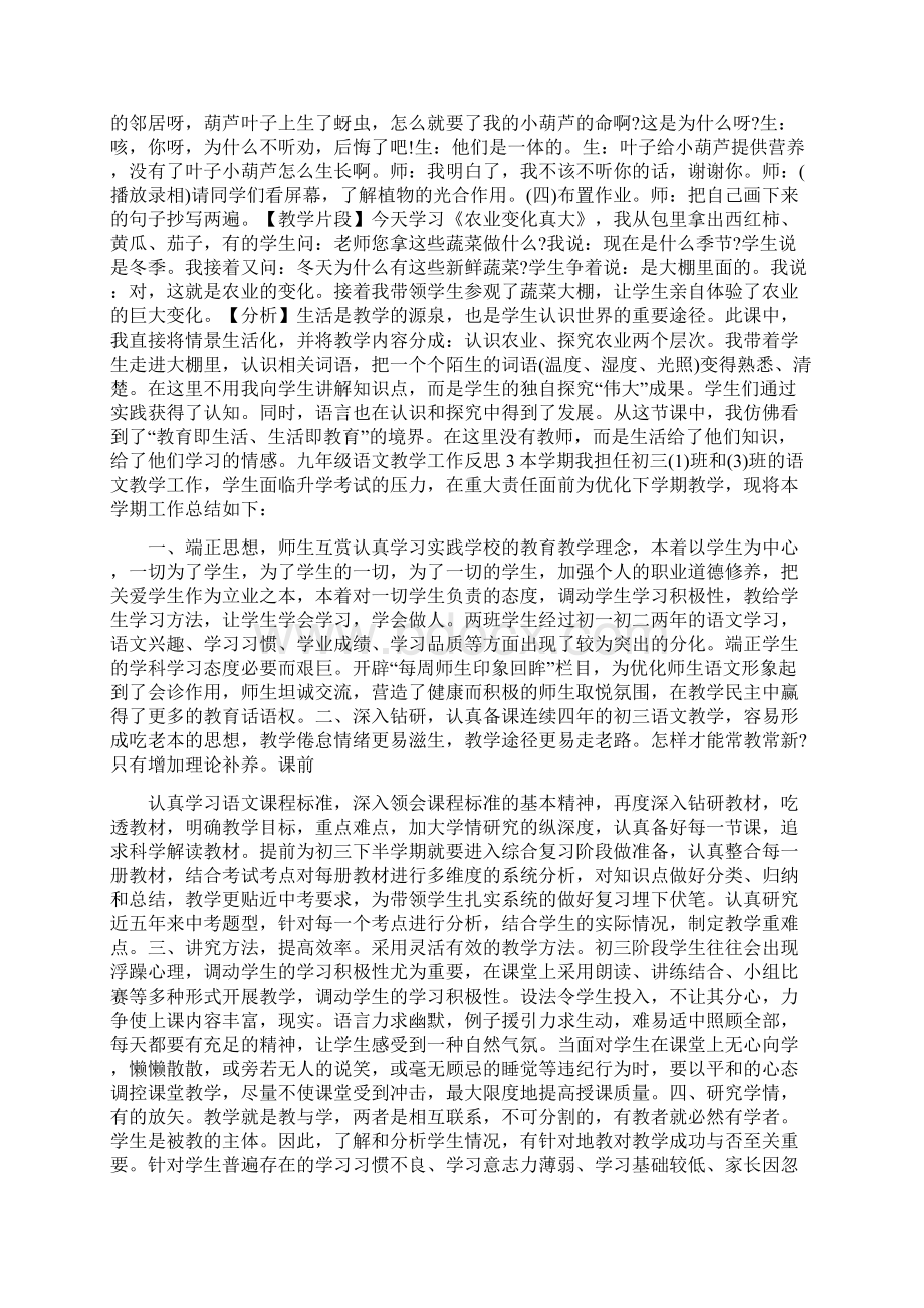 九年级语文教学工作反思5篇Word格式文档下载.docx_第3页