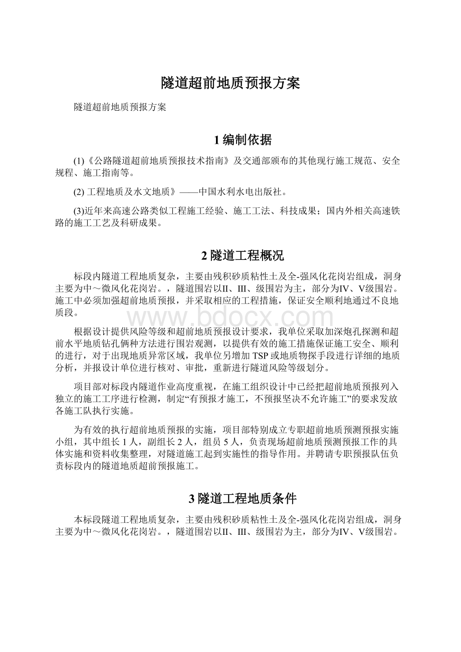 隧道超前地质预报方案Word格式文档下载.docx