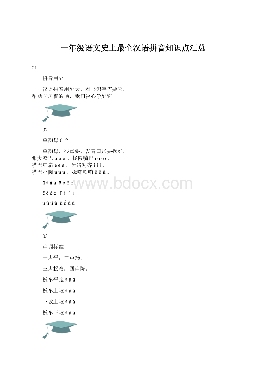 一年级语文史上最全汉语拼音知识点汇总文档格式.docx