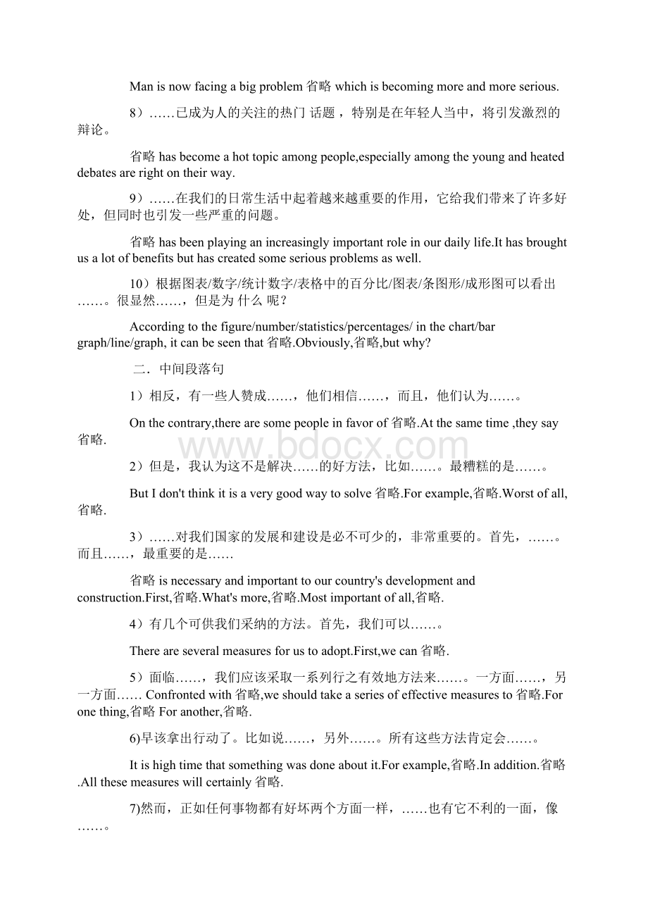 最新大学英语四级作文万能经典句子模板精选word文档 25页文档格式.docx_第2页