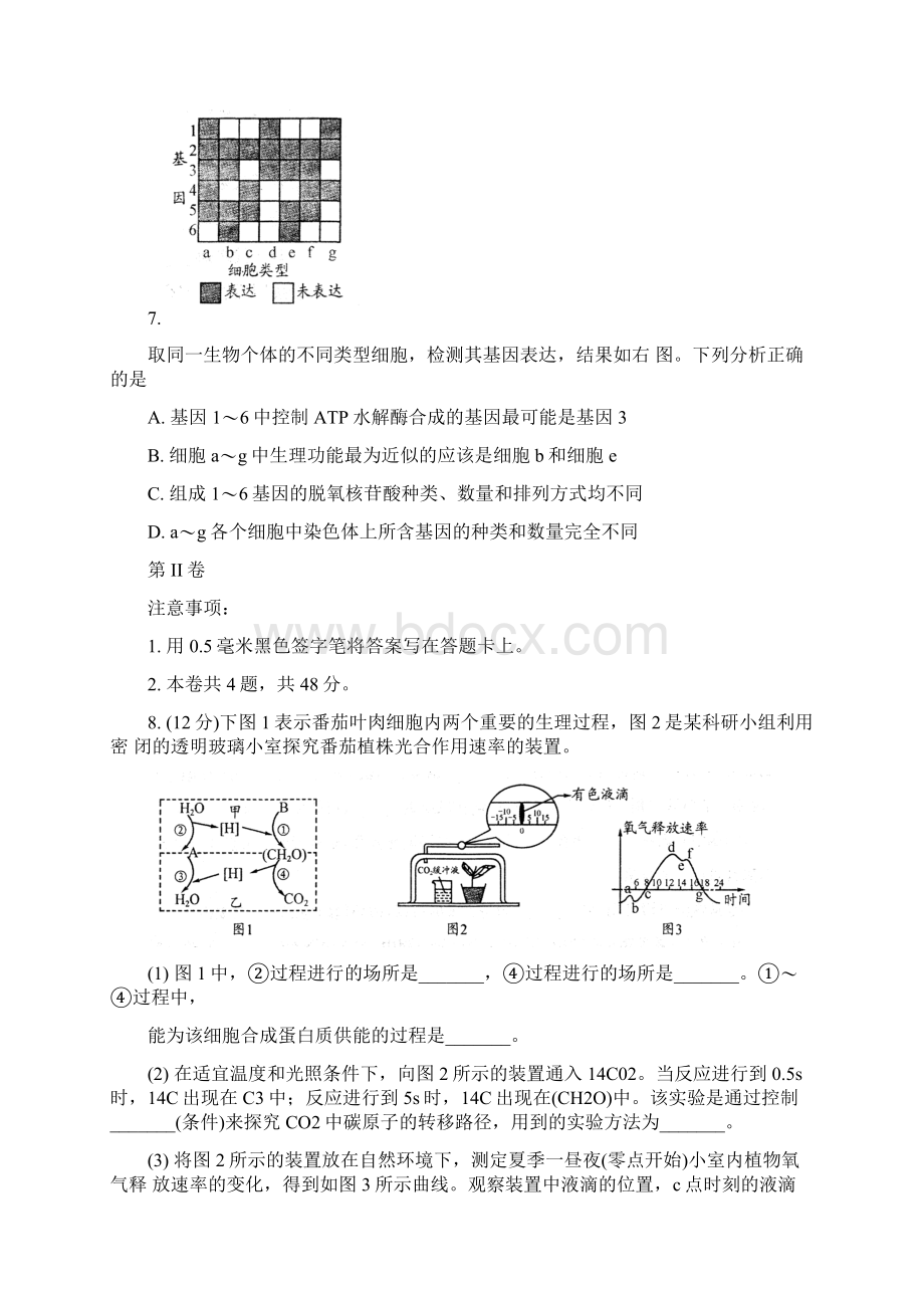 四川省成都市届高三第一次诊断性考试 理综 Word版含答案.docx_第3页