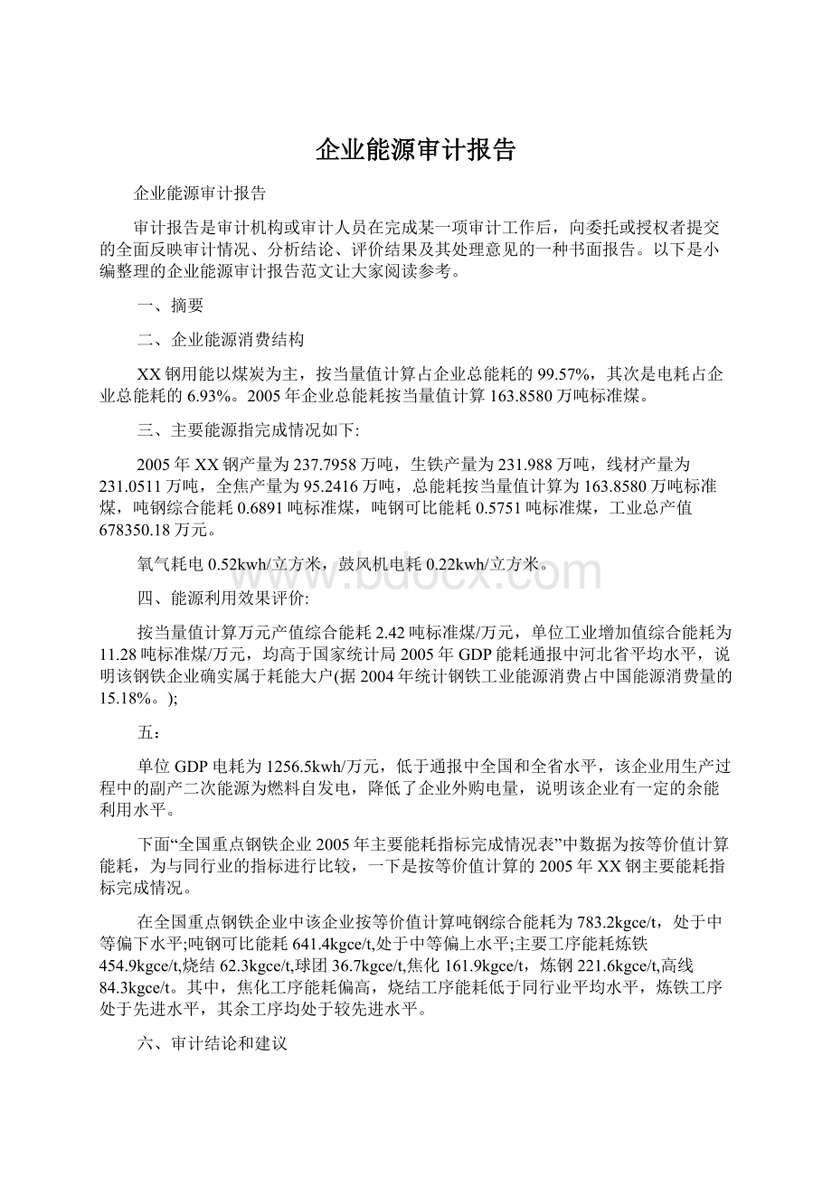 企业能源审计报告.docx_第1页