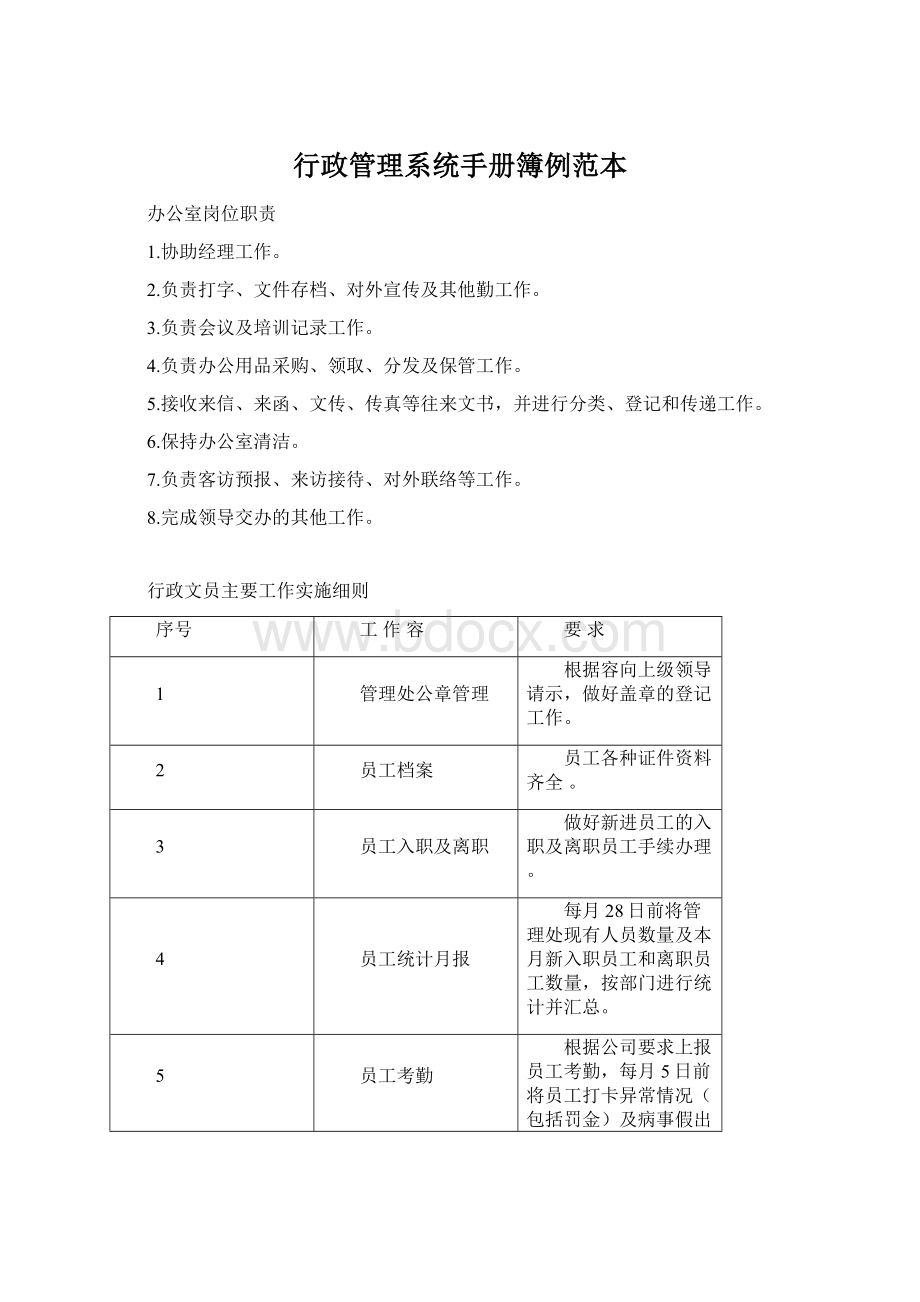 行政管理系统手册簿例范本Word文档格式.docx