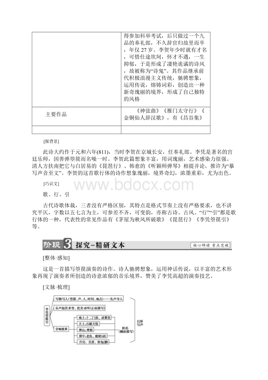 人教版语文中国古代诗歌散文欣赏学案第3单元李凭箜篌引Word文档下载推荐.docx_第3页