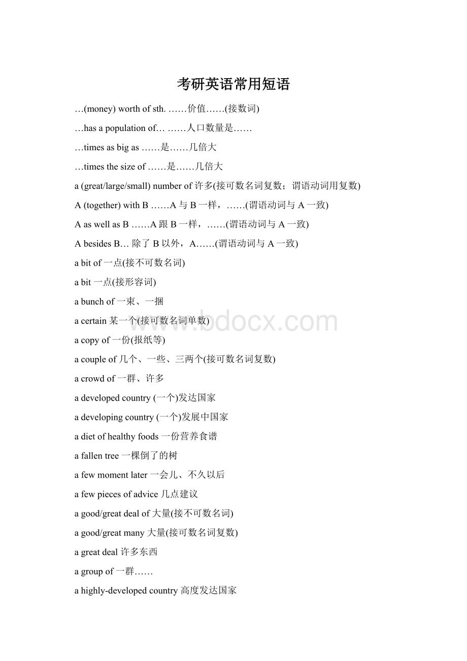 考研英语常用短语Word文件下载.docx_第1页