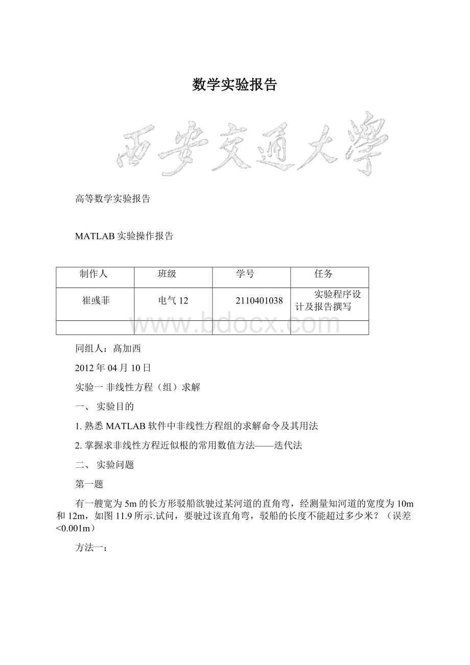 数学实验报告Word格式文档下载.docx_第1页